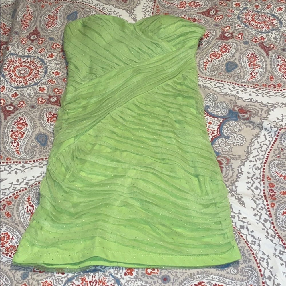 Green strapless mini dress - Picture 2 of 5